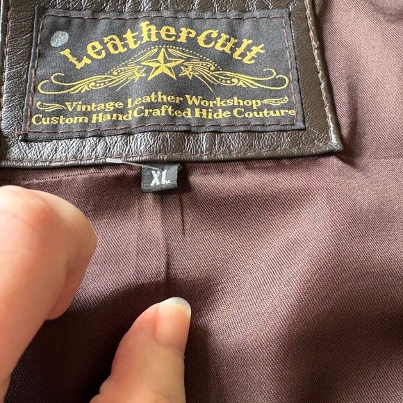 Leather Cult Custom Hand Crafted Hide Couture Brown Leather Vest – XL - Picture 3 of 10